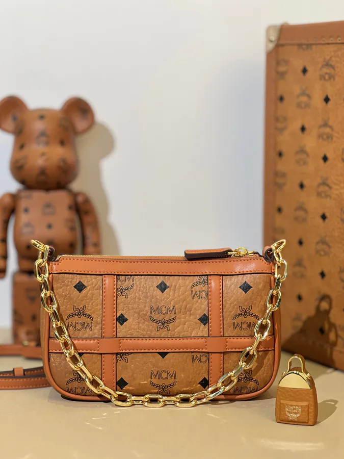 Mini Aren Shoulder Bag Classic Visetos & Nappa Leather Frame