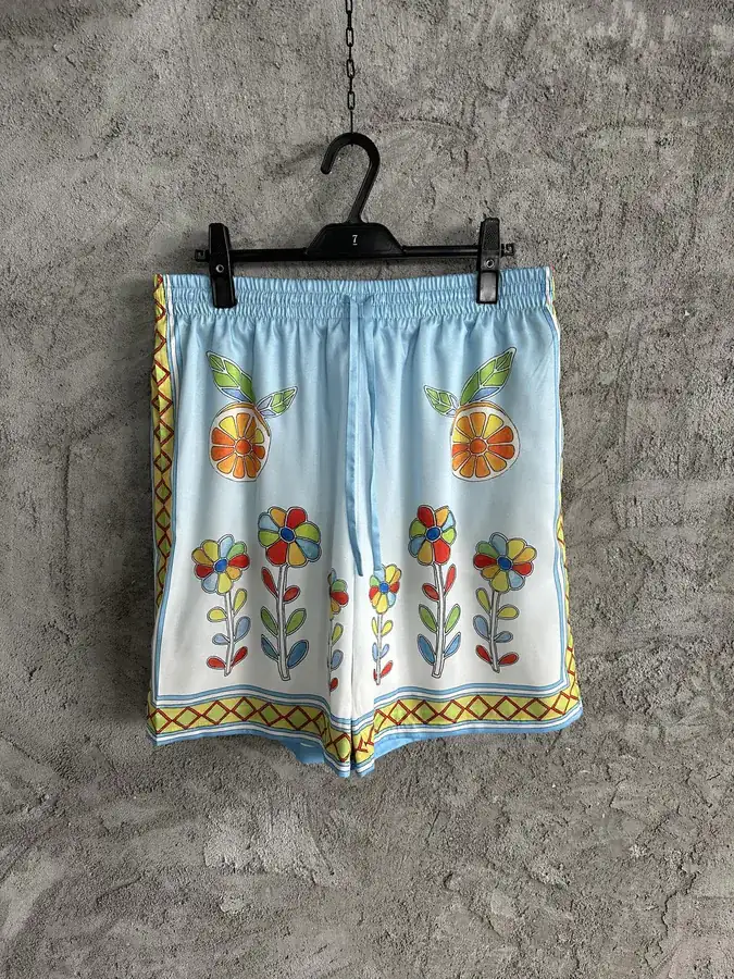 CASABLANCA 2024SS Silk Shorts with Sunflower Pattern