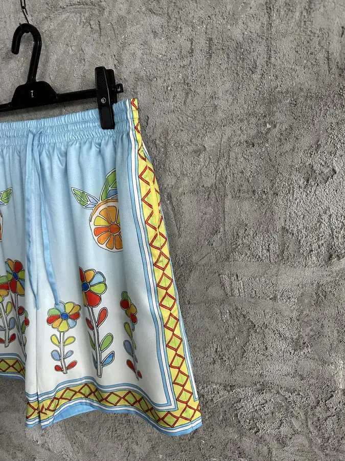 CASABLANCA 2024SS Silk Shorts with Sunflower Pattern