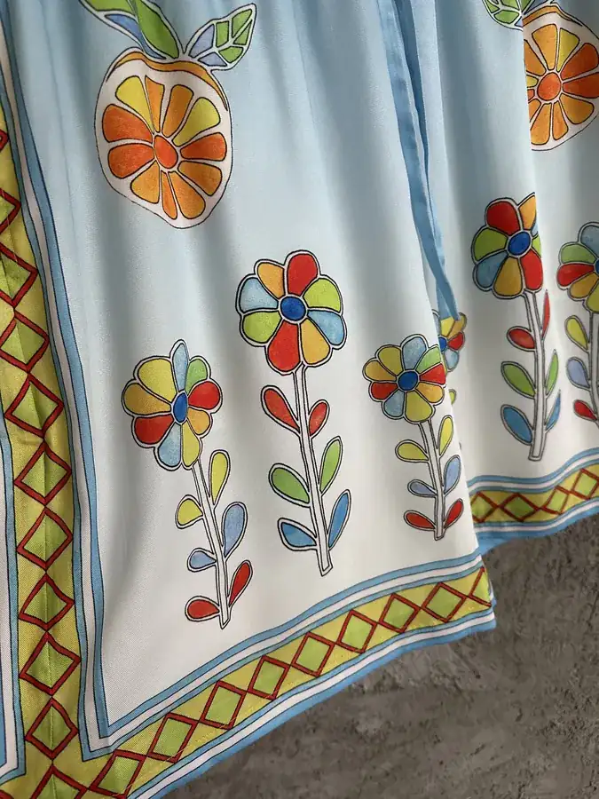 CASABLANCA 2024SS Silk Shorts with Sunflower Pattern
