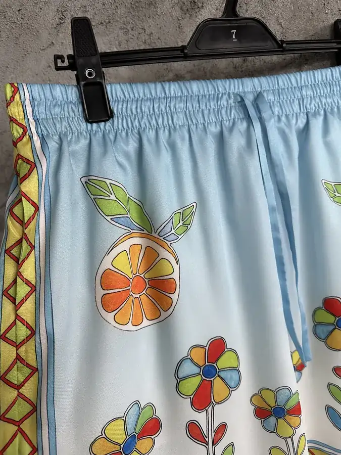 CASABLANCA 2024SS Silk Shorts with Sunflower Pattern