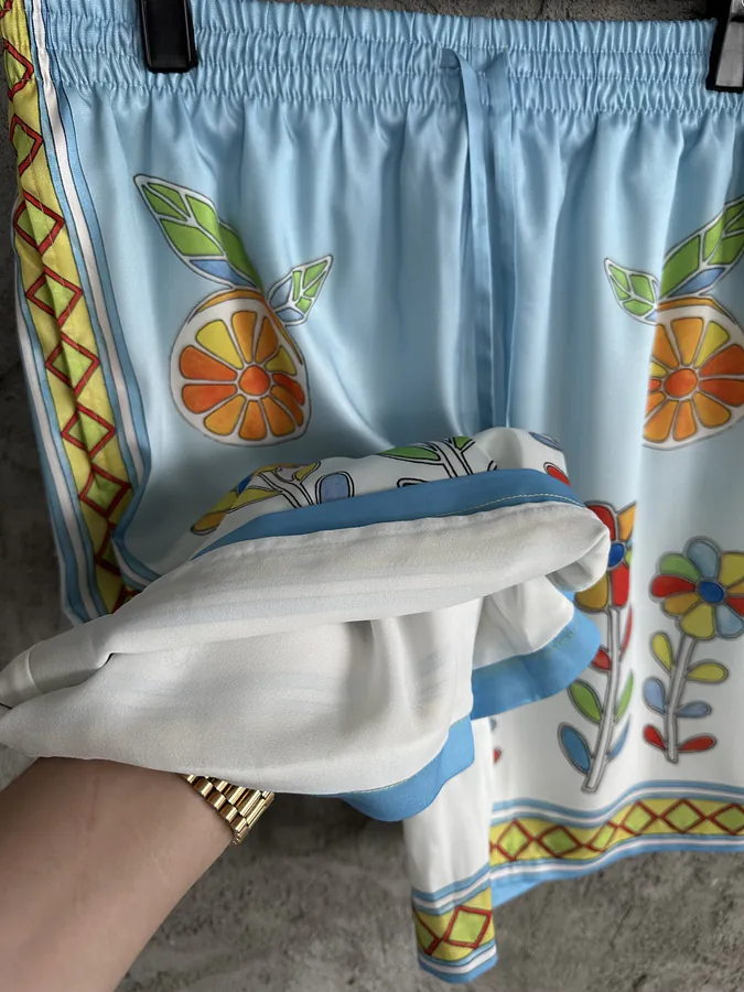 CASABLANCA 2024SS Silk Shorts with Sunflower Pattern