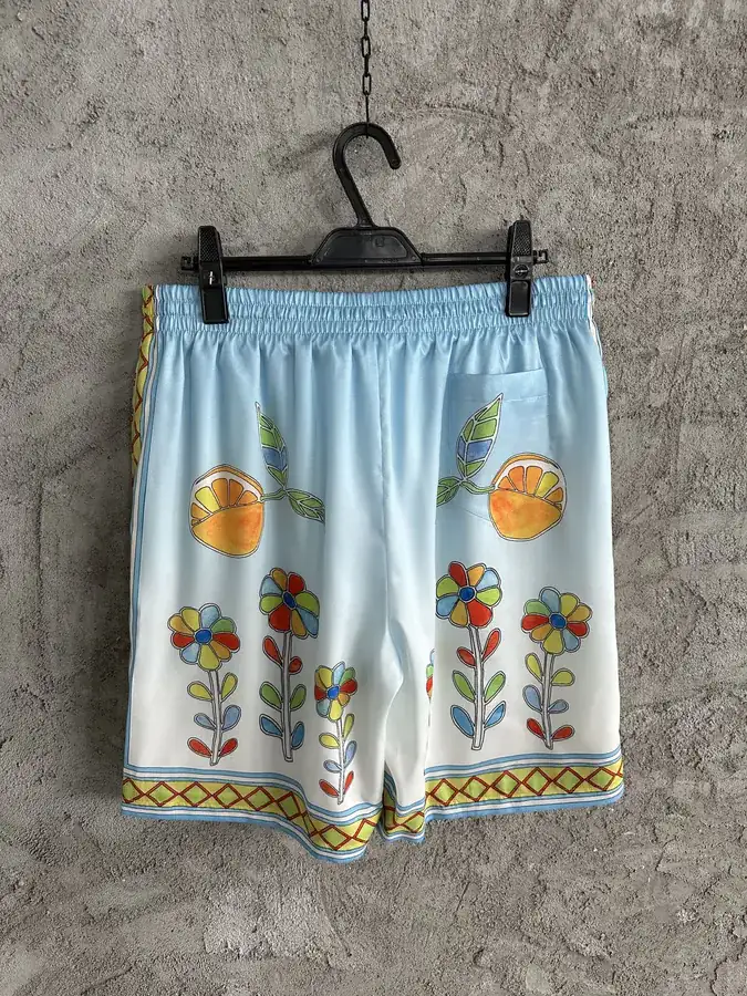 CASABLANCA 2024SS Silk Shorts with Sunflower Pattern