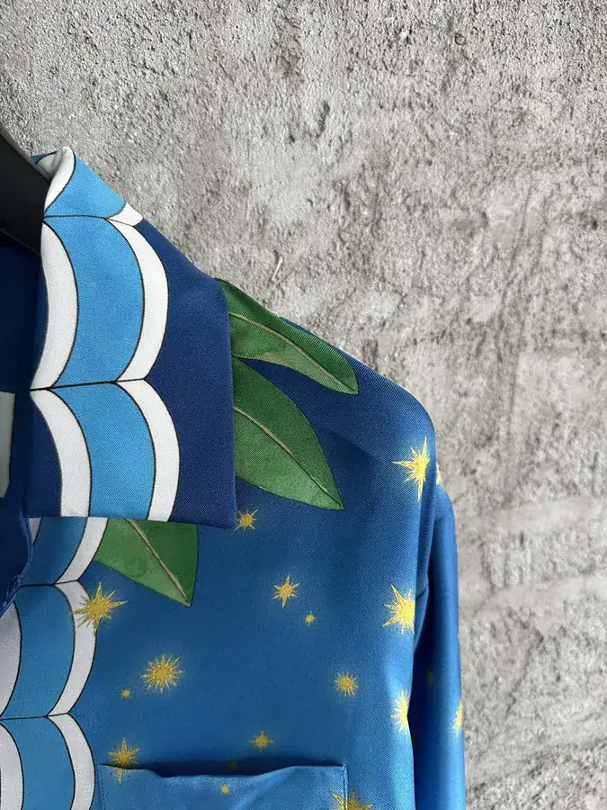 CASABLANCA 2024SS Silk Shirt with Grained Calfskin Pattern