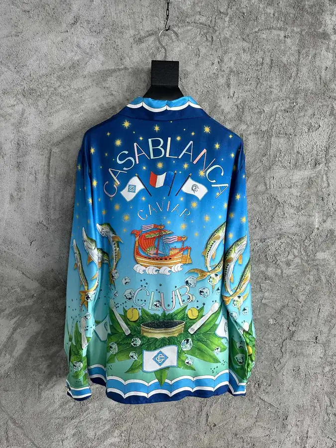 CASABLANCA 2024SS Silk Shirt with Grained Calfskin Pattern