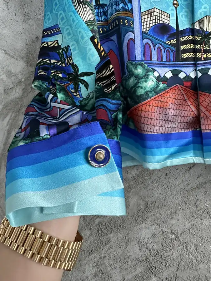 CASABLANCA 2024SS Silk Shirt with Lighthouse Pattern