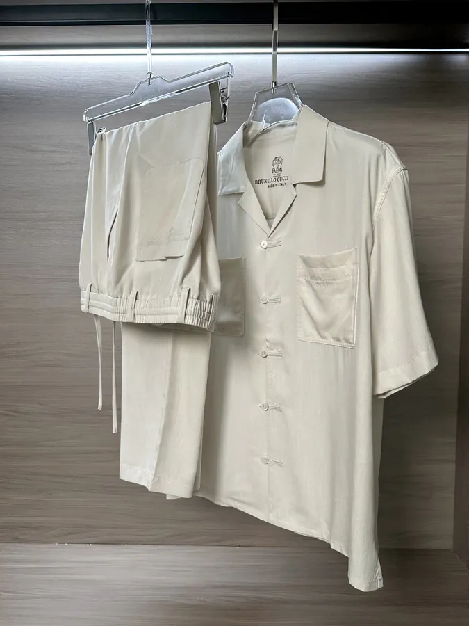 P500 Men's Silk Linen Trousers in Apricot