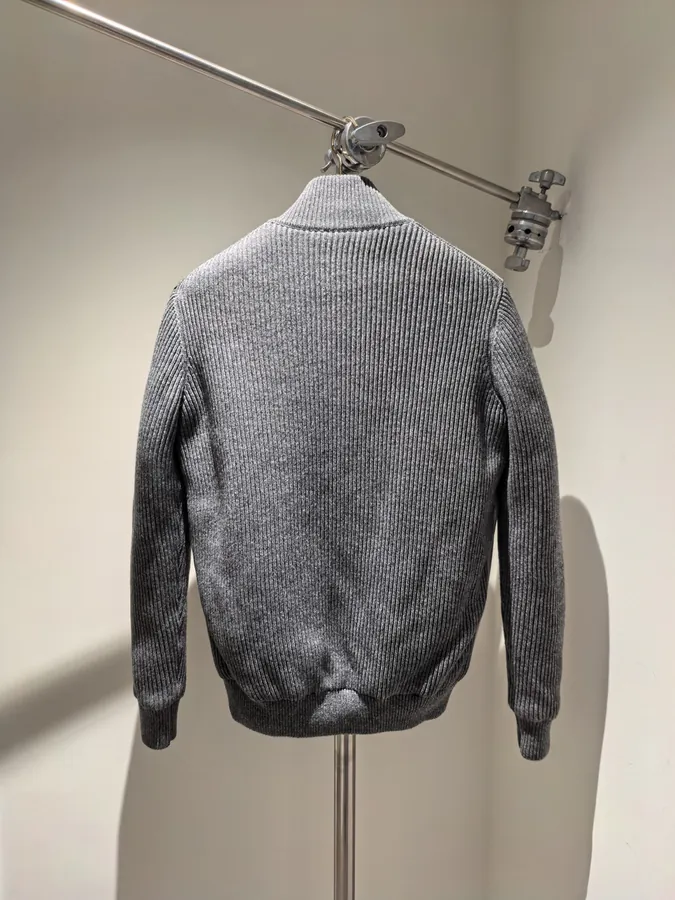 Brunello Cucinelli Grey Goat Leather Jacket