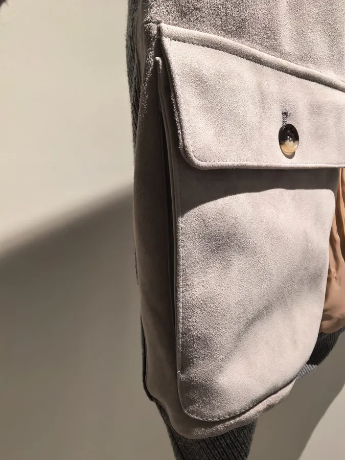 Brunello Cucinelli Grey Goat Leather Jacket