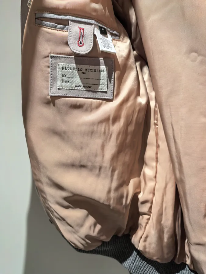Brunello Cucinelli Grey Goat Leather Jacket