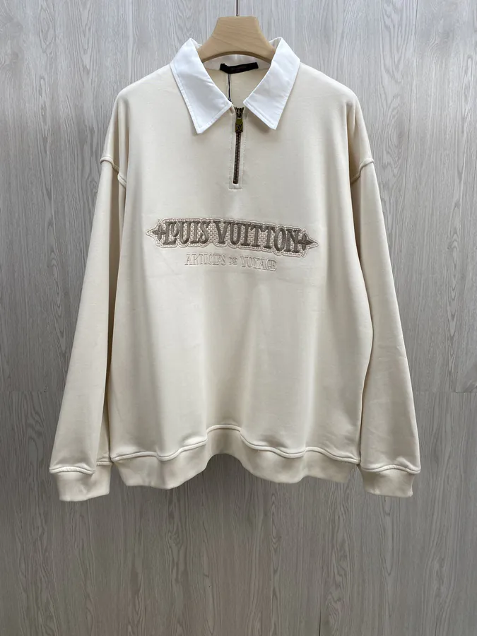 1V25ss Autumn Winter New Zip Up Collar Embroidered Letter Long Sleeve Hoodie