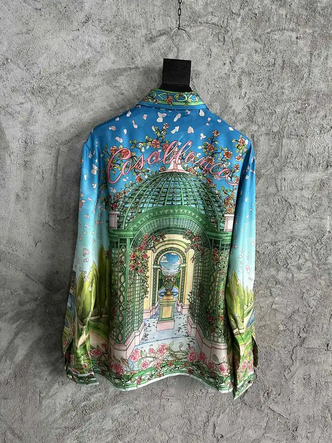 CASABLANCA 2024SS Silk Blouse with Swan Print, Size S M L XL