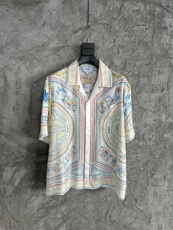CASABLANCA 2024SS Silk Short Sleeve Shirt with Embroidered Pattern