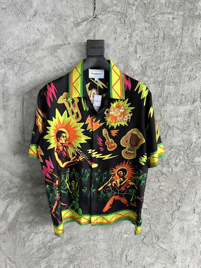 CASABLANCA 2024SS Rock Pattern Silk Short Sleeve Shirt