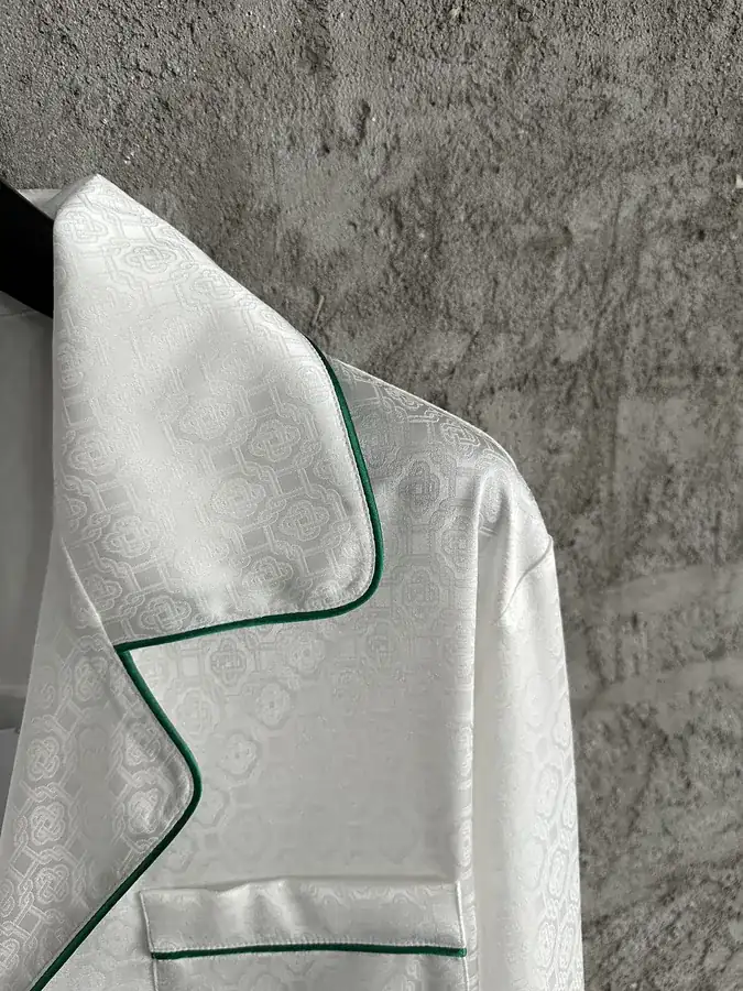 CASABLANCA 2024SS Green Trimmed Silk Print Long Sleeve Shirt