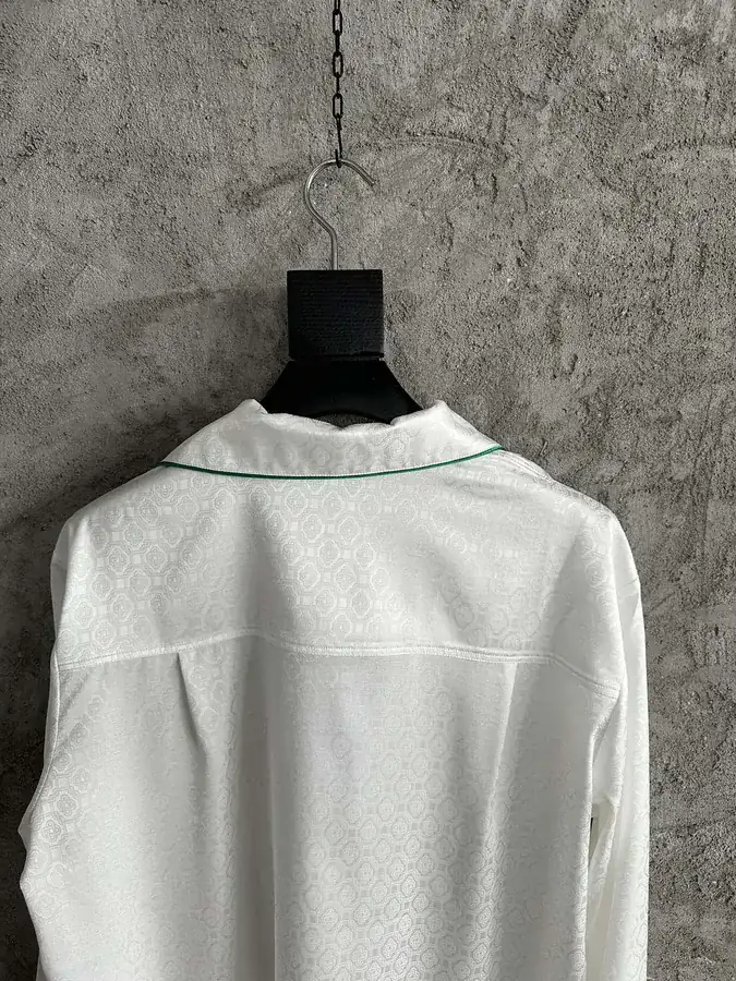 CASABLANCA 2024SS Green Trimmed Silk Print Long Sleeve Shirt