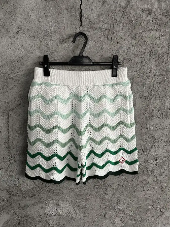 CASABLANCA 2024SS Green Wavy Pattern Knit Shorts