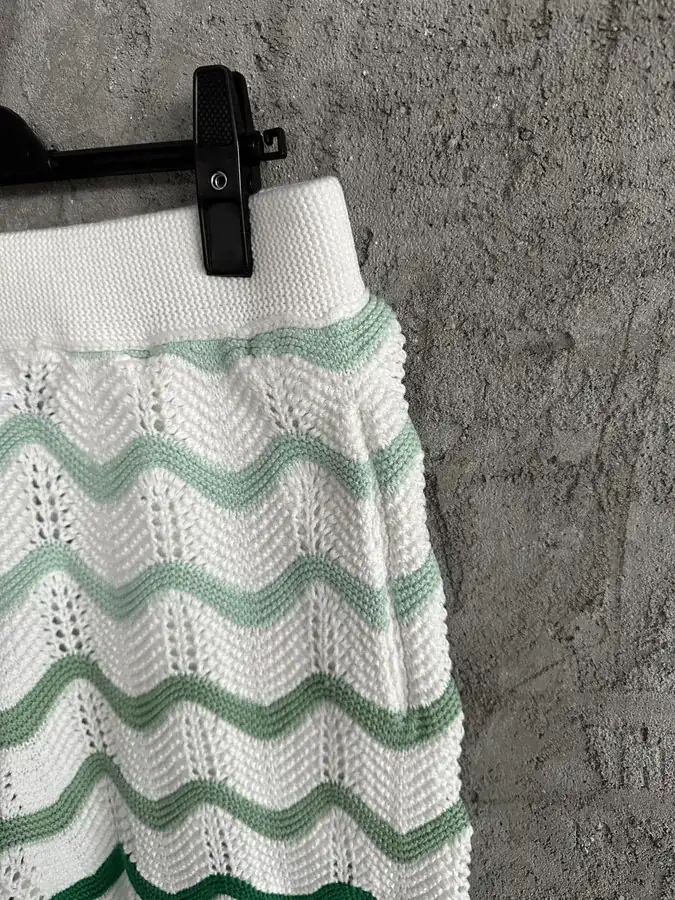 CASABLANCA 2024SS Green Wavy Pattern Knit Shorts