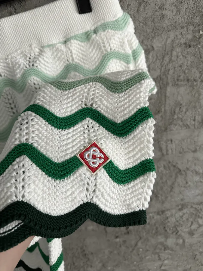 CASABLANCA 2024SS Green Wavy Pattern Knit Shorts