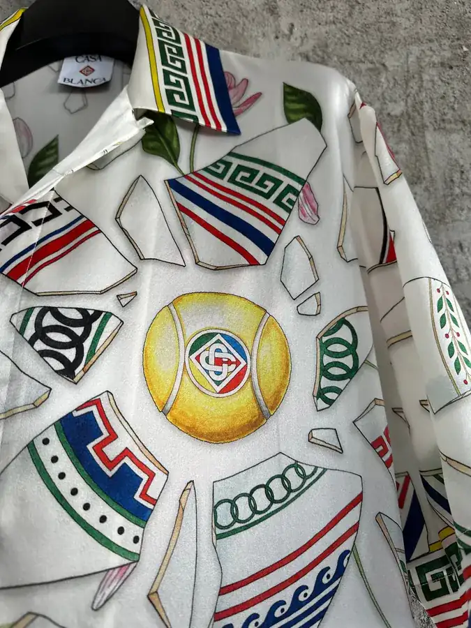CASABLANCA 2025SS Silk Short Sleeve Shirt with Fragment Pattern