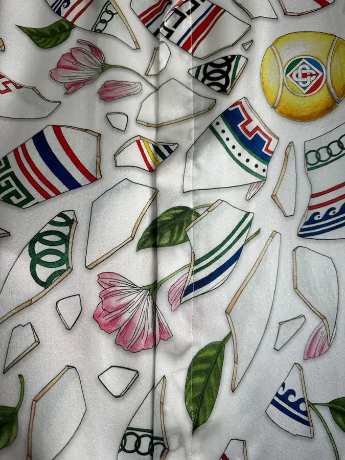 CASABLANCA 2025SS Silk Short Sleeve Shirt with Fragment Pattern
