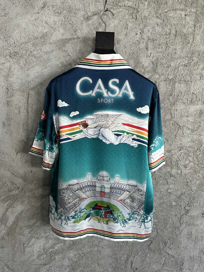 CASABLANCA 2024SS Silk Polo Shirt with Sports Pattern