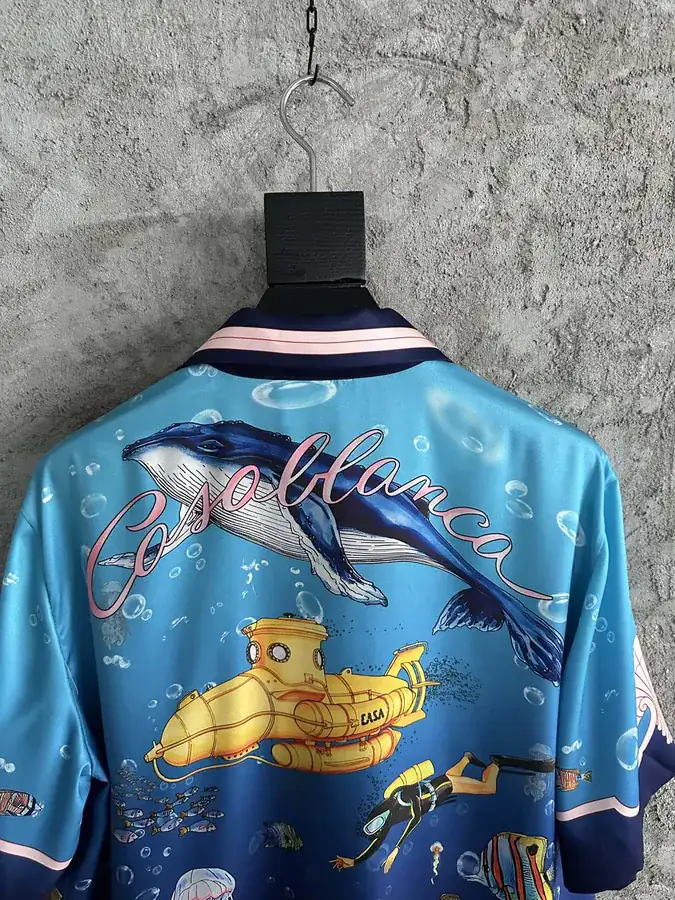 CASABLANCA 2024SS Silk Short Sleeve Shirt with Ocean Animal Pattern
