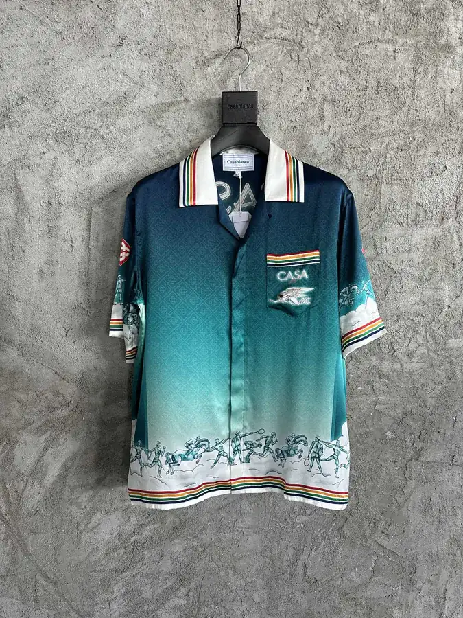 CASABLANCA 2024SS Silk Polo Shirt with Sports Pattern