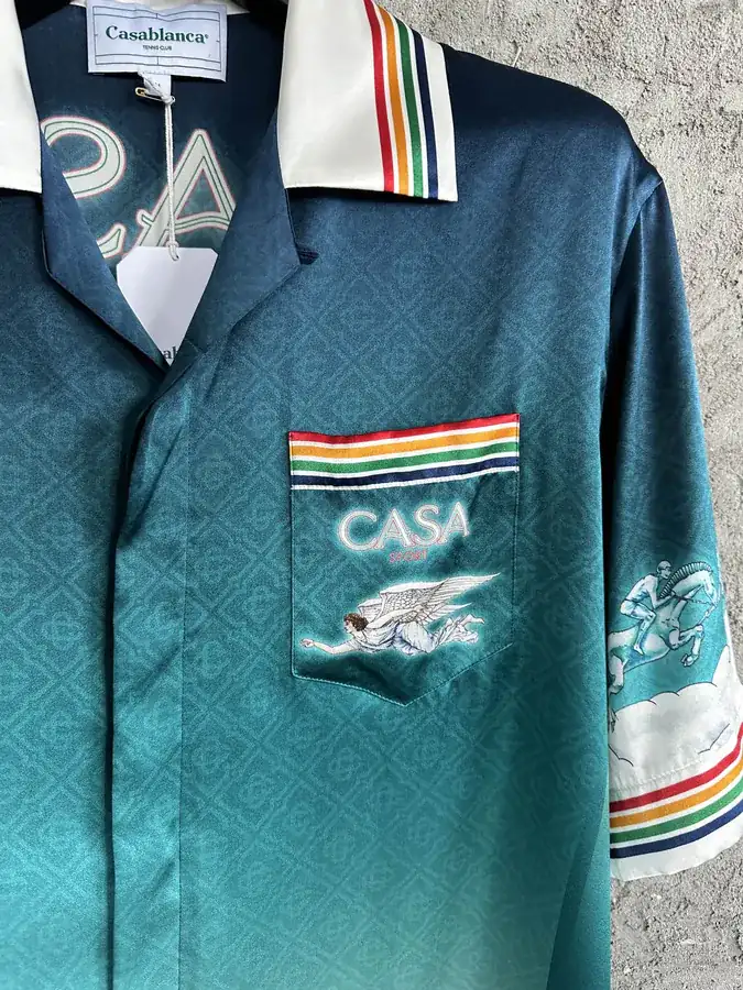 CASABLANCA 2024SS Silk Polo Shirt with Sports Pattern