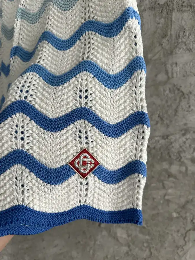 CASABLANCA 2024SS Blue Wavy Pattern Knit Shorts