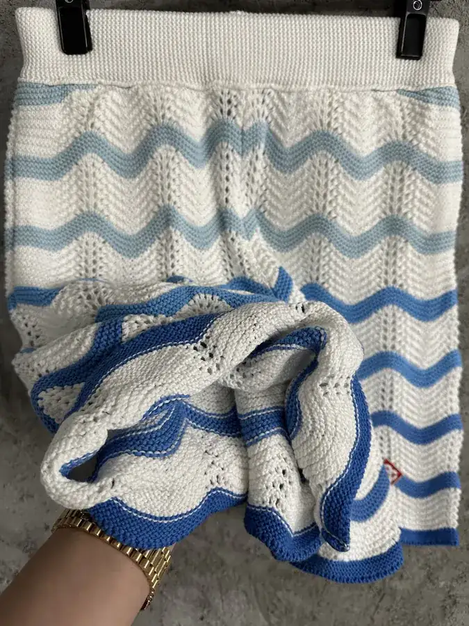 CASABLANCA 2024SS Blue Wavy Pattern Knit Shorts