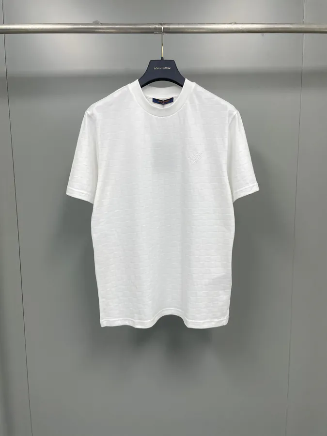 2024ss New Short Sleeve Organic Cotton Damier Pattern T Shirt