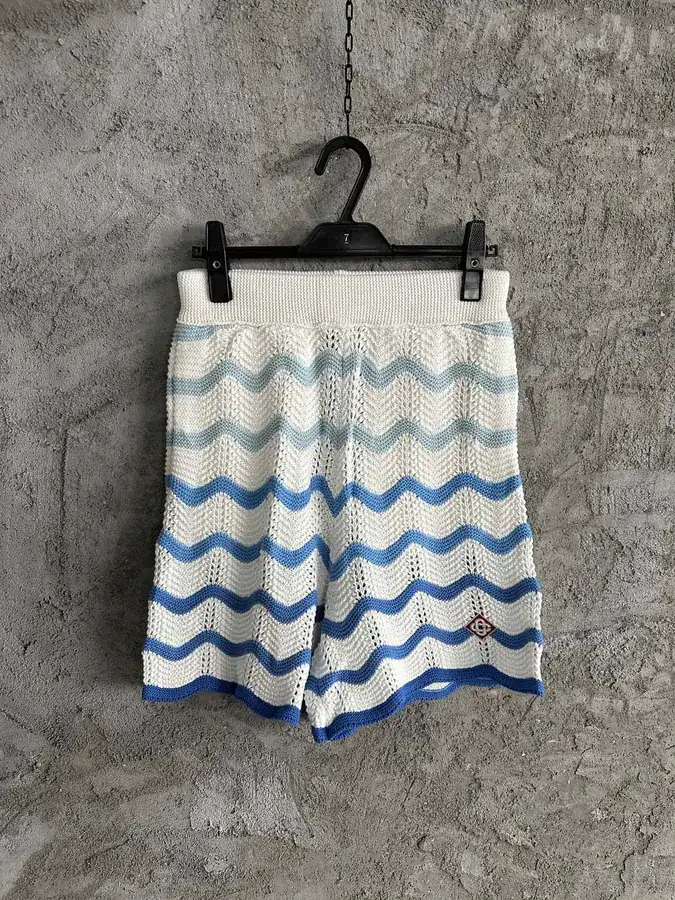 CASABLANCA 2024SS Blue Wavy Pattern Knit Shorts