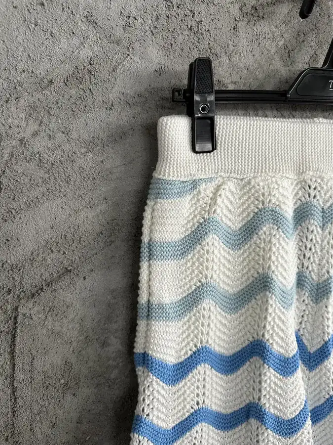 CASABLANCA 2024SS Blue Wavy Pattern Knit Shorts