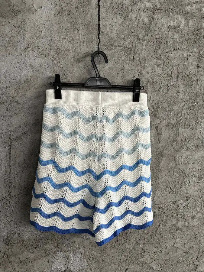 CASABLANCA 2024SS Blue Wavy Pattern Knit Shorts