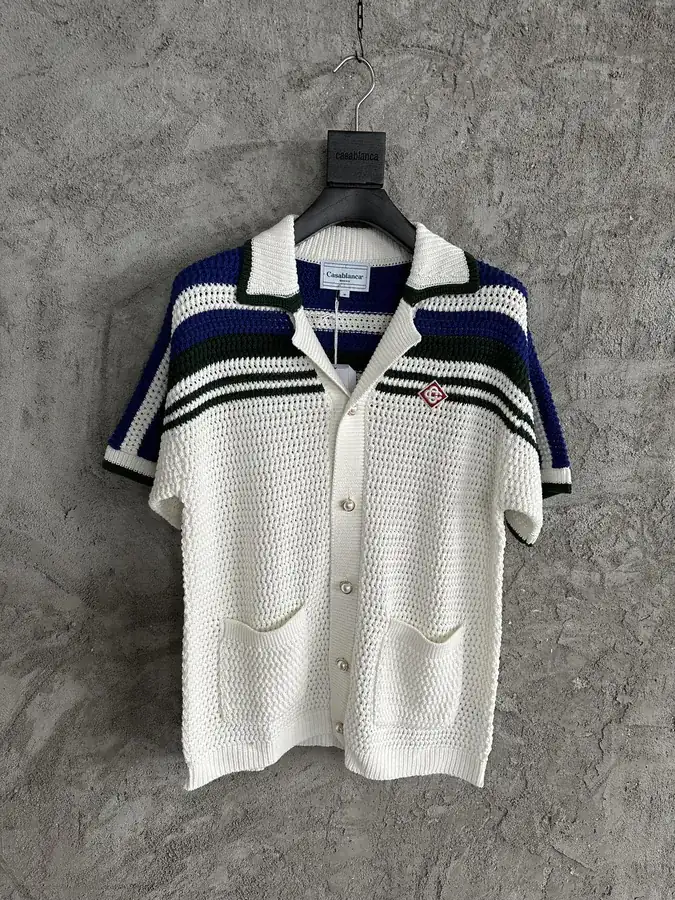 CASABLANCA 2024SS Knit Shirt with Blue Stripes