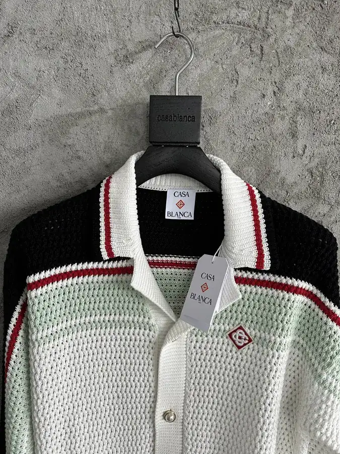 CASABLANCA 2025SS Red Striped Long Sleeve Knit Shirt