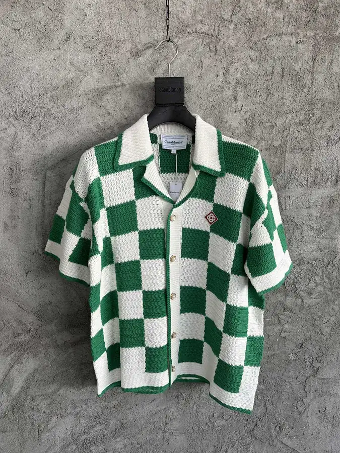 CASABLANCA 2024SS Handmade Knit Shirt in Grid Pattern