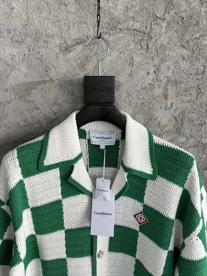 CASABLANCA 2024SS Handmade Knit Shirt in Grid Pattern