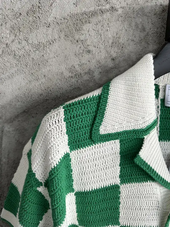 CASABLANCA 2024SS Handmade Knit Shirt in Grid Pattern