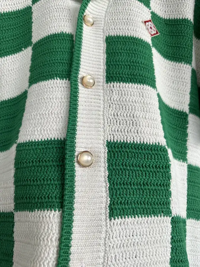 CASABLANCA 2024SS Handmade Knit Shirt in Grid Pattern