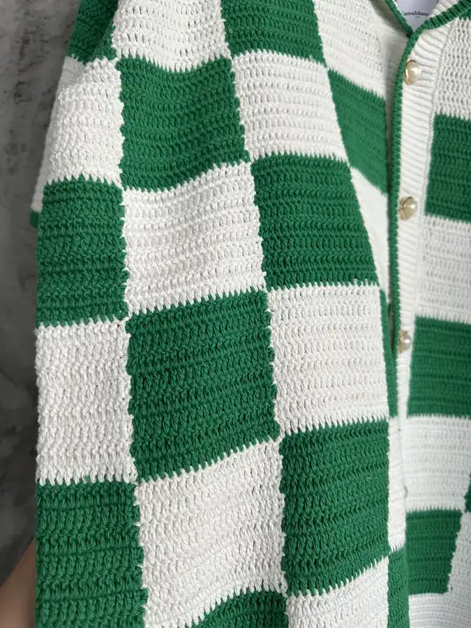 CASABLANCA 2024SS Handmade Knit Shirt in Grid Pattern