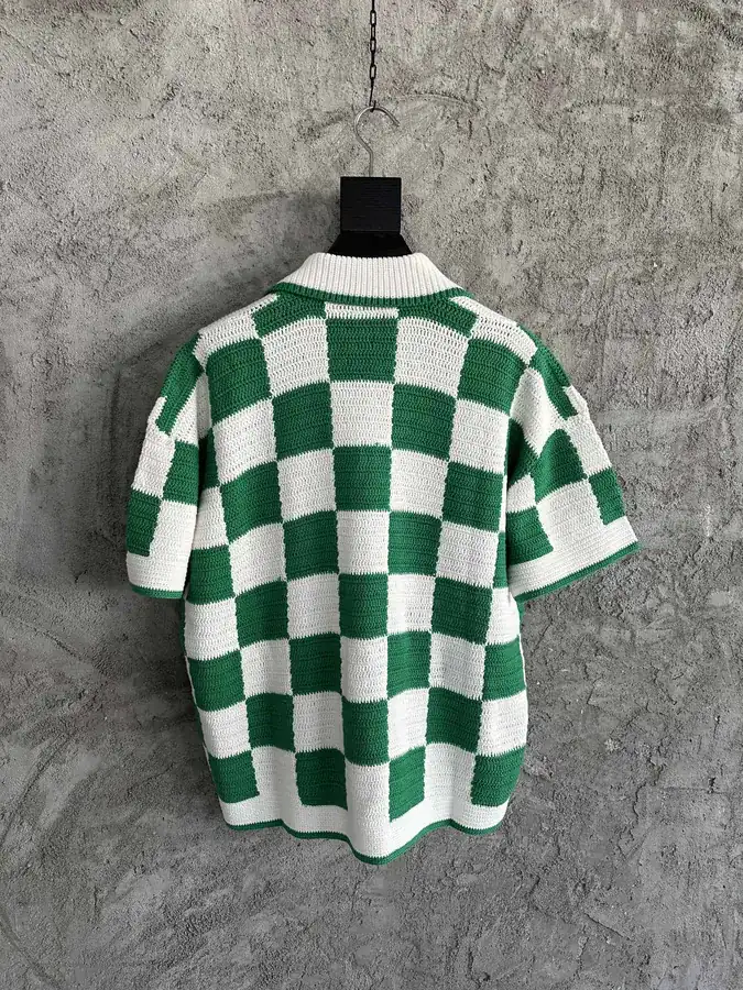 CASABLANCA 2024SS Handmade Knit Shirt in Grid Pattern