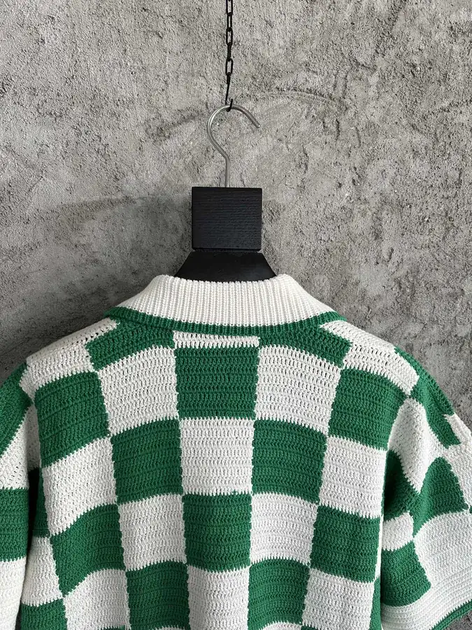CASABLANCA 2024SS Handmade Knit Shirt in Grid Pattern