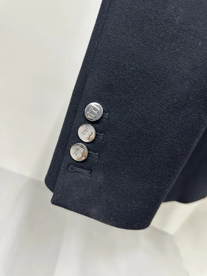 BALMAIN New Blazer Short Style, 80% Australian Wool & Silk Blend