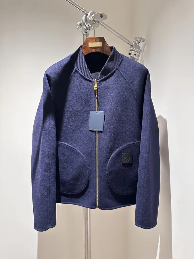 LV Vuitton Double Sided Blazer with Marque L.Vuitton Leather Tag and Monogram Constellation Pattern