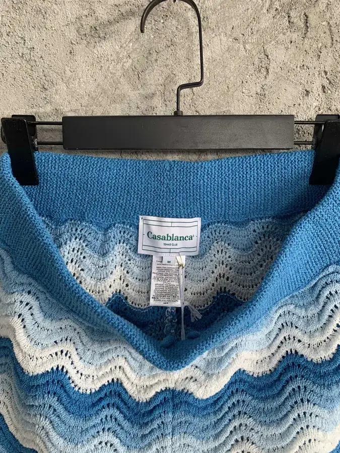 CASABLANCA 2023SS Gradient Blue Wave Pattern Knit Short