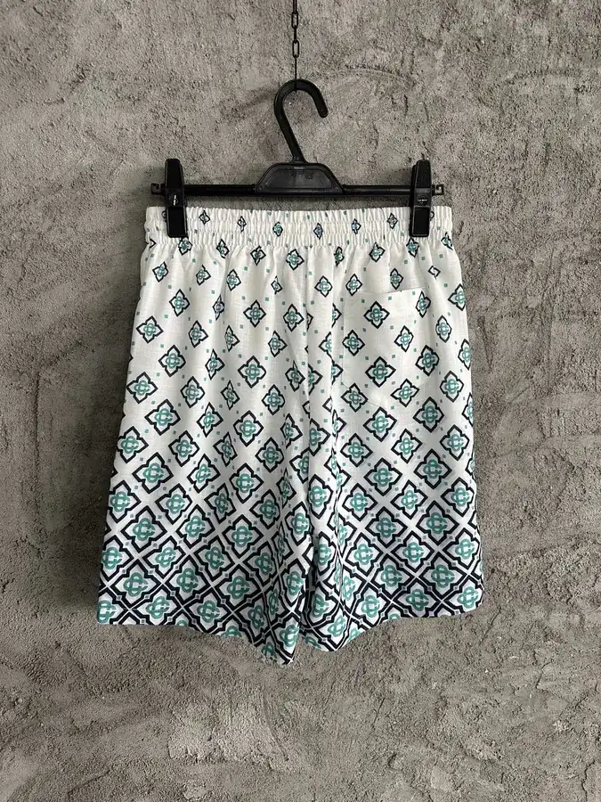 CASABLANCA 2025SS Square Pattern Linen Shorts
