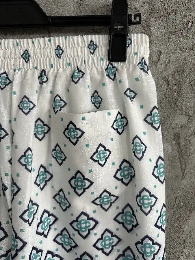 CASABLANCA 2025SS Square Pattern Linen Shorts