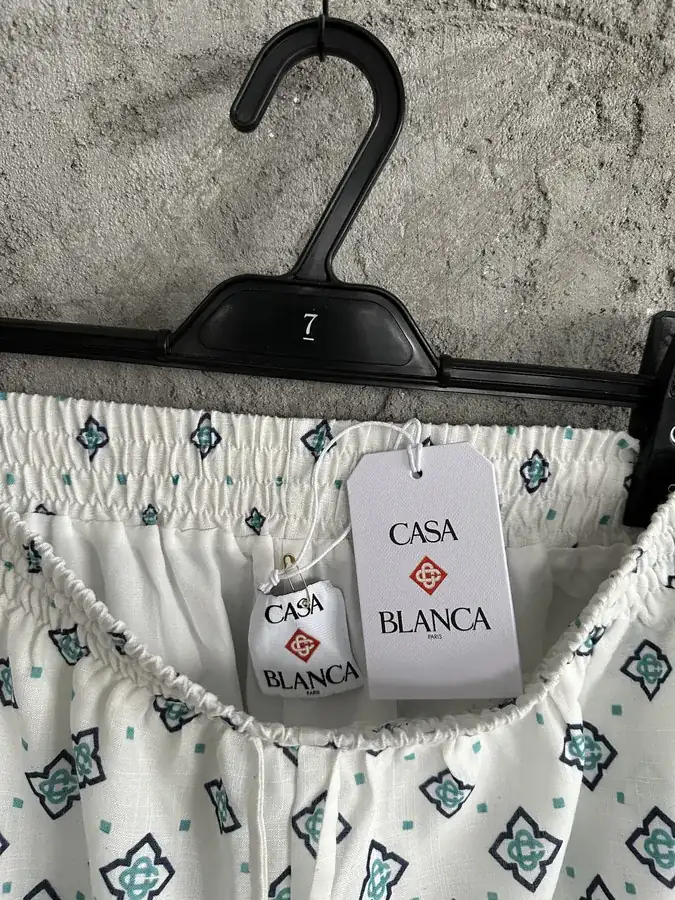 CASABLANCA 2025SS Square Pattern Linen Shorts